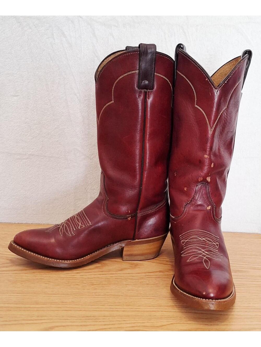 Biltrite Oxblood Vintage Leather Cowboy Western Boots USA - Men 8.5 C Women 10